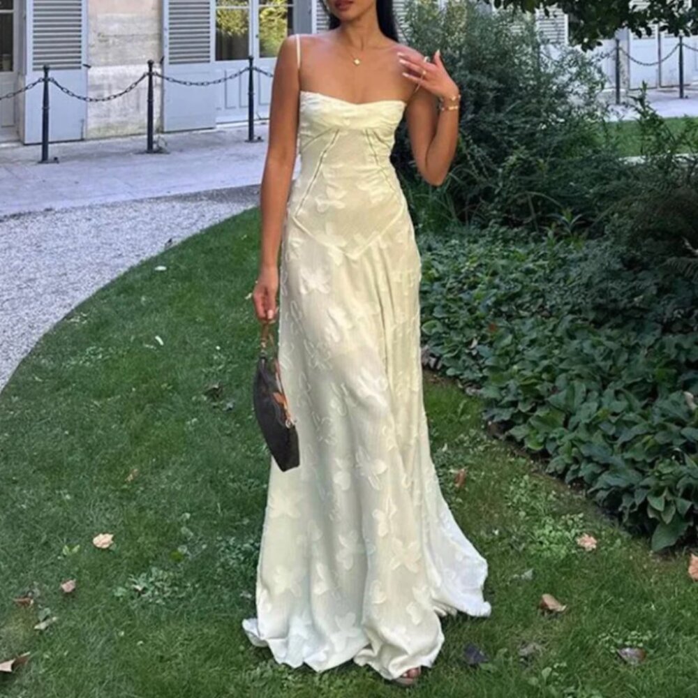 Floral Lace White Maxi Sundress